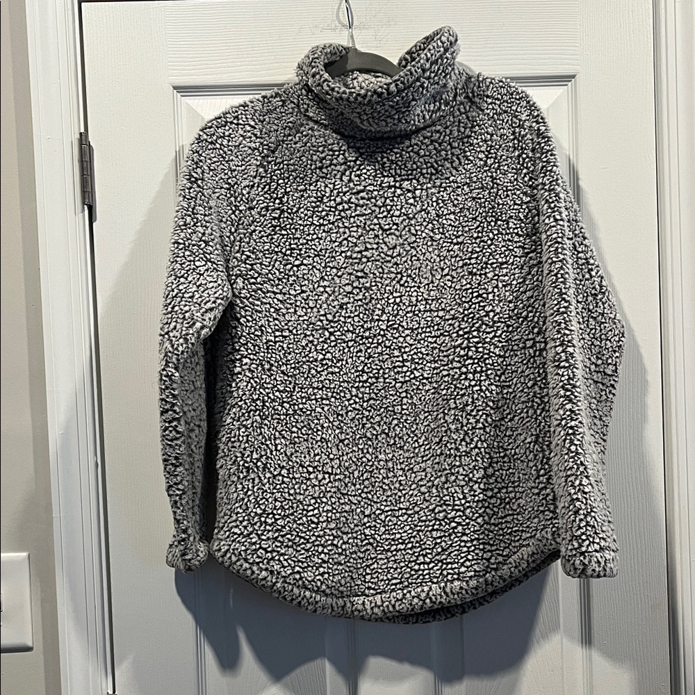 Eddie Bauer Women's‎  Fire Side Sherpa/ Teddy pull over Gray Cow Neck Sweater